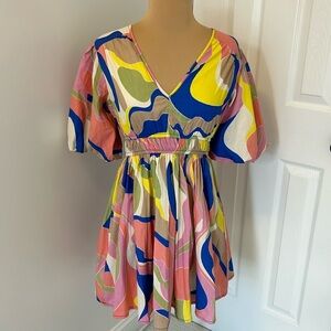 Sincerely Jules Printed Puff Sleeve Mini Dress